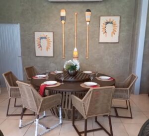 Conjunto de mesa e cadeiras de corda náutica