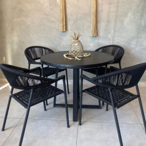 Conjunto de Mesa Evelyn Ripado Alumínio