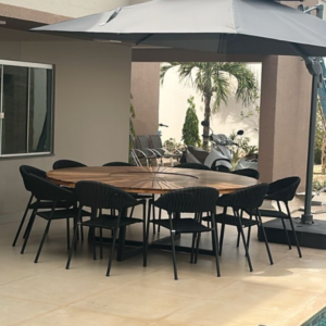 Mesa Evelyn com Prato Giratório Embutido e Cadeira Milena Tricô de Enchimento